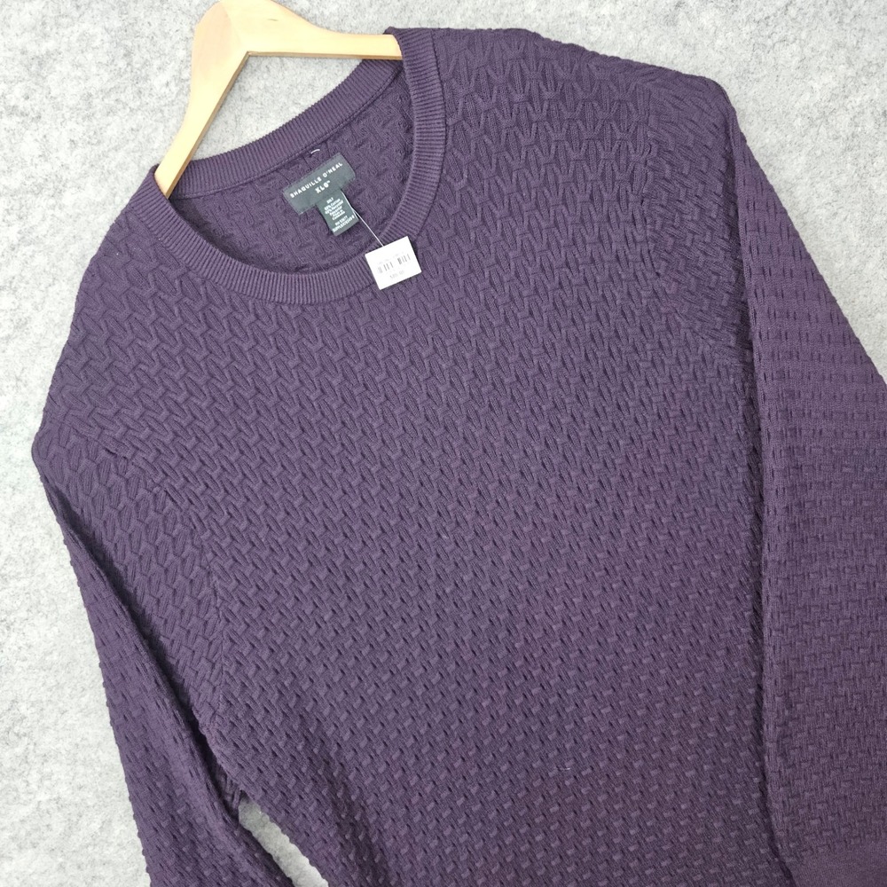 NEW Shaquille O'Neal Chevron Texture Sweater Men's Purple 3XLT Big Tall Crewneck